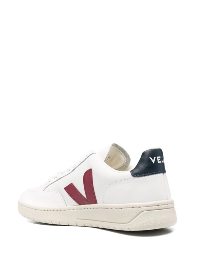 Shop Veja V-12 Panelled Lace-up Sneakers In White