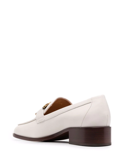 Shop Tod's Logo-plaque Leather Loafers In Neutrals