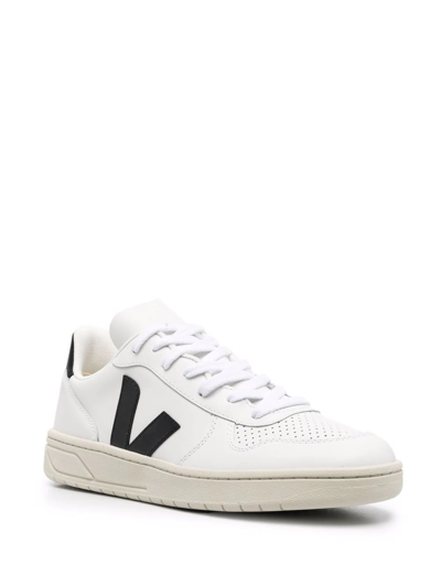 Shop Veja V-10 Panelled Lace-up Sneakers In White