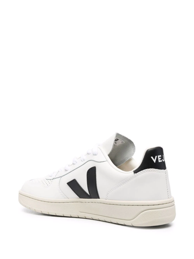Shop Veja V-10 Panelled Lace-up Sneakers In White