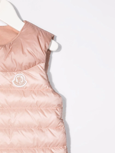 Shop Moncler Logo-patch Quilted Gilet In Pink