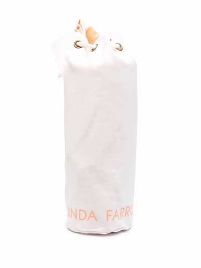 Shop Linda Farrow Logo-print Cotton Towel In Orange