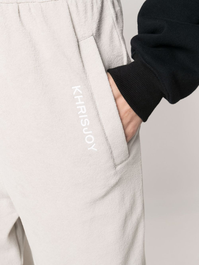 Shop Khrisjoy Logo-print Wide-leg Track Pants In Grey