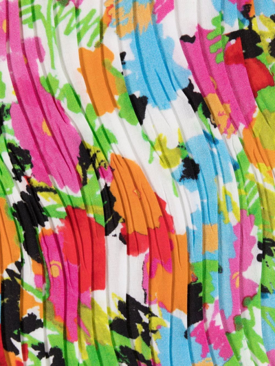 Msgm Abstract-print Pleated Shorts In Green