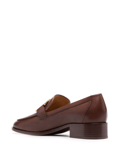 Tod's Chain-detail Leather Loafers In Brown