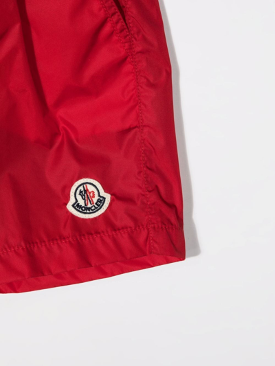 Shop Moncler Logo-patch Swim Shorts In Red