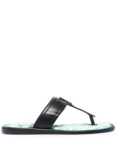 Shop Tom Ford Tf Plaque Quilted Insole Flip Flops In Black