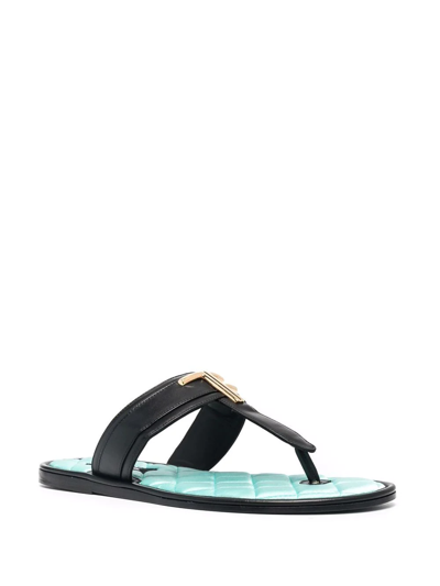 Shop Tom Ford Tf Plaque Quilted Insole Flip Flops In Black