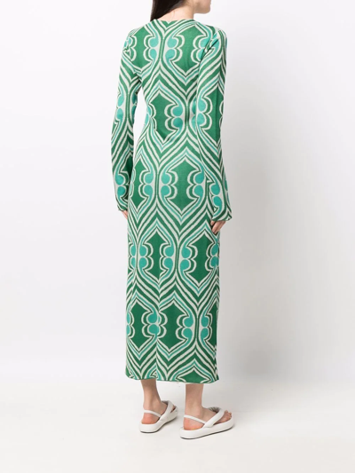 Shop Etro Geometric-print Maxi Dress In Green