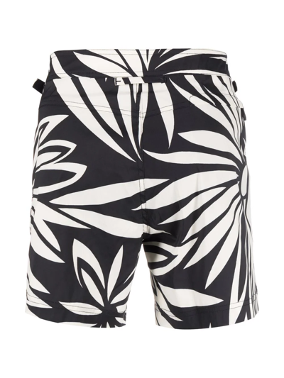 Shop Tom Ford Floral-print Swim Shorts In Black