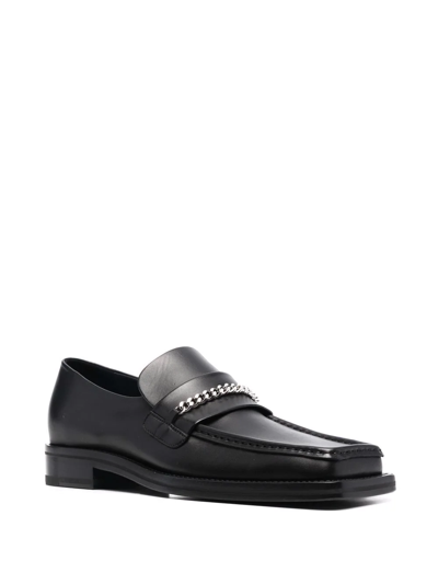 Shop Martine Rose Square-toe Leather Loafers In Black