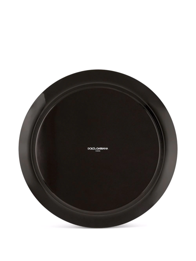 Dolce & Gabbana Leopard-print Metal Tray In Black