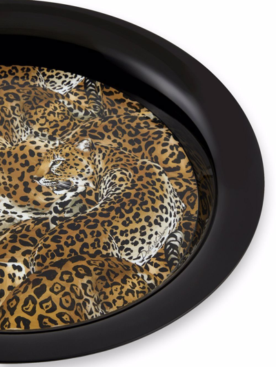 Shop Dolce & Gabbana Leopard-print Metal Tray In Black