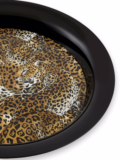 Dolce & Gabbana Leopard-print Metal Tray In Black