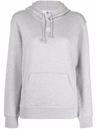 Shop Adidas Originals Long-sleeve Cotton Hoodie In Grey