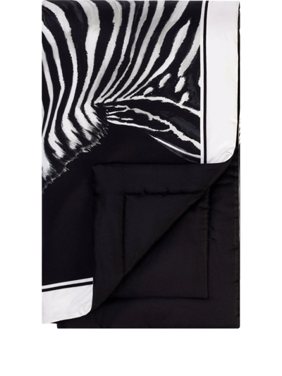 Shop Dolce & Gabbana Zebra-print Silk Quilt Blanket In Black