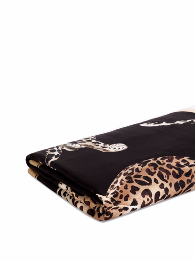 Shop Dolce & Gabbana Leopard-print Silk Quilt Blanket In Black