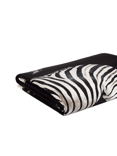 Shop Dolce & Gabbana Zebra-print Silk Quilt Blanket In Black