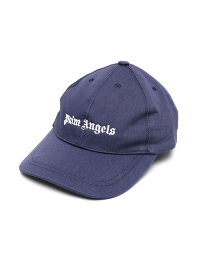 Shop Palm Angels Logo-embroidered Cap In Blue