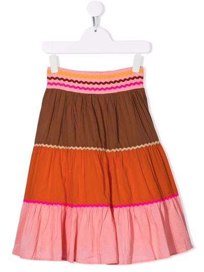 Shop Scotch & Soda Colour-block Panelled Skirt In Pink