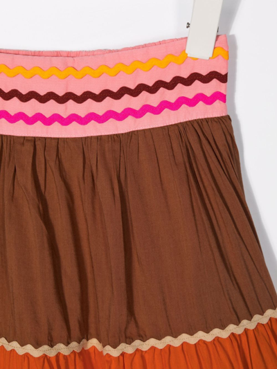 Shop Scotch & Soda Colour-block Panelled Skirt In Pink