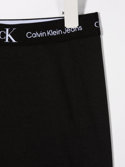 Shop Calvin Klein Logo-waistband Skirt In Black