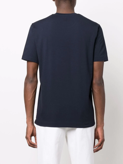 Shop Mazzarelli Round-neck Cotton T-shirt In Blue