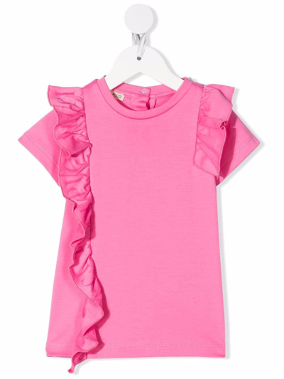 Shop Emilio Pucci Junior Ruffle-trimmed T-shirt In Pink
