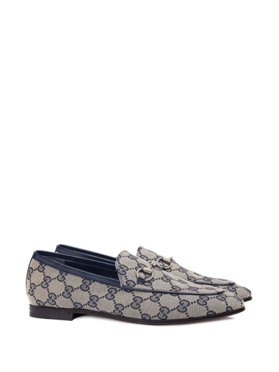 Shop Gucci Jordaan Monogram Loafers In Neutrals