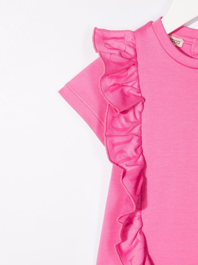 Shop Emilio Pucci Junior Ruffle-trimmed T-shirt In Pink