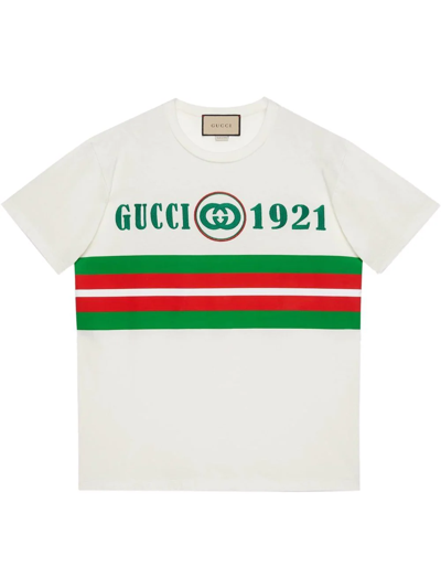 Shop Gucci 1921 Embroidered T-shirt In White
