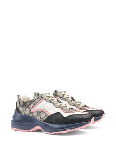 Shop Gucci Rhyton Lace-up Sneakers In Blue
