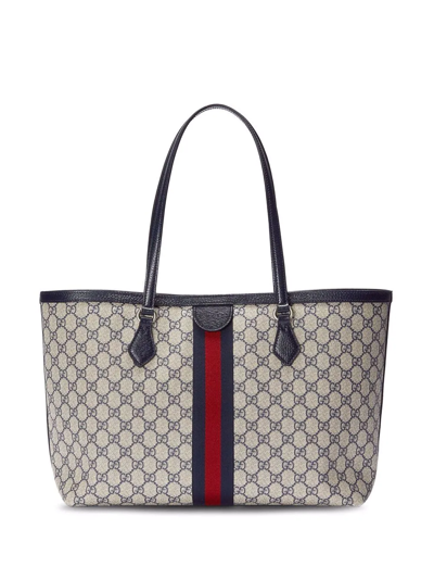 Shop Gucci Medium Ophidia Tote Bag In Blue