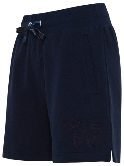 Shop Woolrich Navy Cotton Shorts In Blue