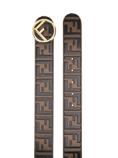 Shop Fendi Logo Belt Accessories In Brown