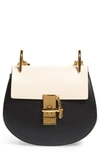 Chloé Drew Small Textured-leather Shoulder Bag In Black/ White