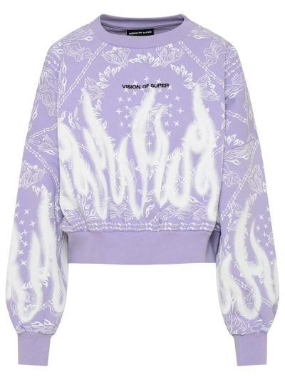 Shop Vision Of Super Purple Cotton Bandana Sweatshirt In Violet