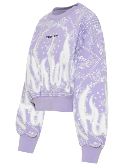 Shop Vision Of Super Purple Cotton Bandana Sweatshirt In Violet