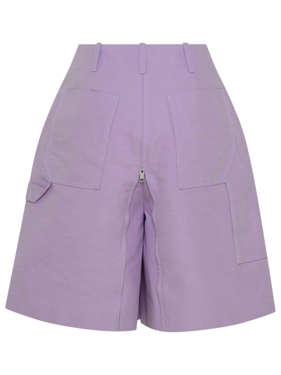 Shop Ambush Lavender Linen Blend Worker Shorts In Violet
