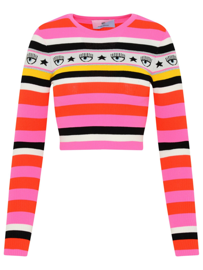 Shop Chiara Ferragni Multicolor Logomania Knitted Sweater