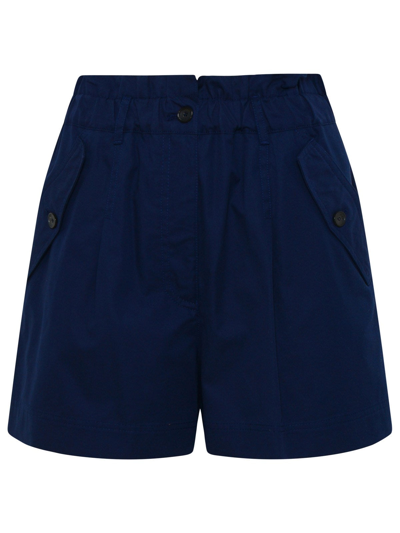 Shop Kenzo Navy Cotton Shorts In Blue