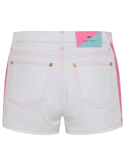 Shop Chiara Ferragni White Cotton Logomania Shorts