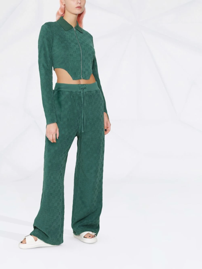 Shop Ambush Monogram Jacquard Knitted Trousers In Green