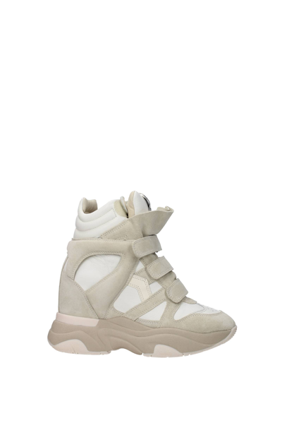 Shop Isabel Marant Sneakers Leather Beige In White
