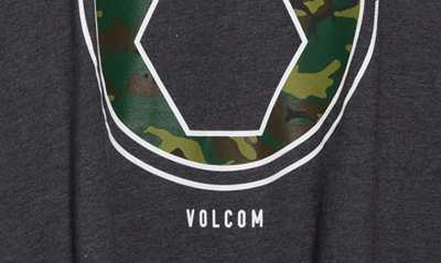 Shop Volcom Pinline Camo Print Heathered T-shirt In Hther Blk