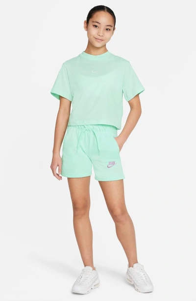 Shop Nike Sportswear Kids' Essential Boxy Embroidered Swoosh T-shirt In Mint Foam