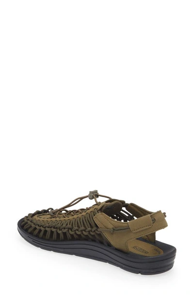 Keen Uneek Two-cord Sandal In Dark Olive/ Black