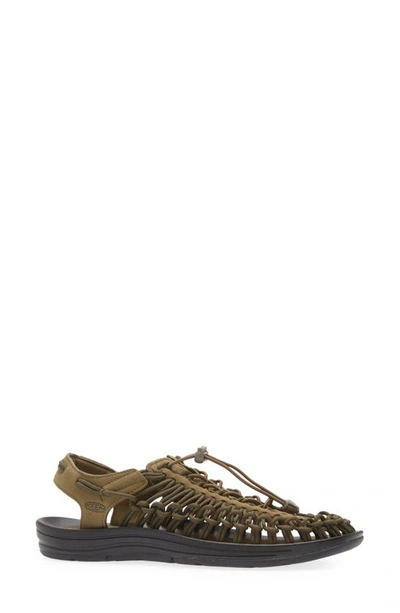 Keen Uneek Two-cord Sandal In Dark Olive/ Black