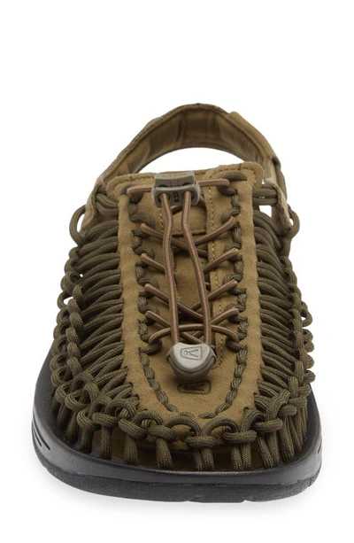 Keen Uneek Two-cord Sandal In Dark Olive/ Black