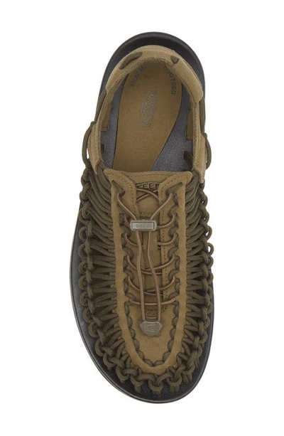 Keen Uneek Two-cord Sandal In Dark Olive/ Black